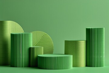 Poster - Green Geometric Shapes Background