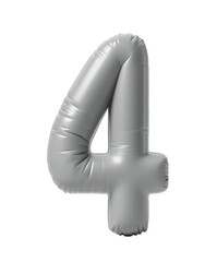 Fototapete - AI generated photo with inflatable light gray color number 4. Minimalistic balloon isolated on a transparent background