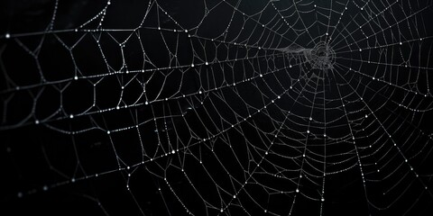 Spiderweb on black darkness background real cobweb