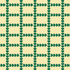 Wall Mural - Green hearts ribbon repeat pattern isolated on background.Seamless pattern with heart.Graphic vector background.