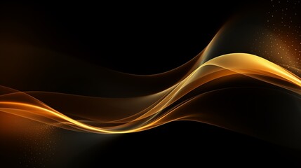 Wall Mural - Abstract Golden Waves on a Black Background with Dynamic Motion