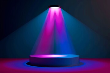 Wall Mural - Spotlight Stage with Blue and Pink Illumination