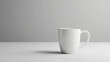 © Welle Photos - Photo of A white mug mockup on grey background, with copy space for text. Web banner without decorative elements. Simple clean light gray color background. The composition is in the lower right corner