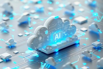 Wall Mural - Artificial Intelligence in the Cloud