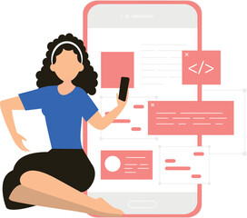 The girl is using a mobile phone.