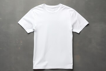 White t-shirt mockup isolated on grey studio background