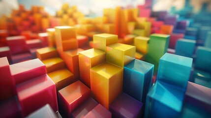 Leinwandbilder - Abstract Colorful Rainbow Blocks Background