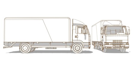 Wall Mural - truck sketch graphic symbol 3d illustration