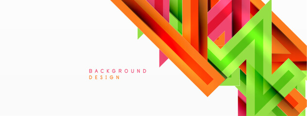 Sticker - Line zig zag dynamic geometric abstract background. Colorful lines with shadow and light effects, various routes concept. Vector Illustration For Wallpaper, Banner, Background, Card
