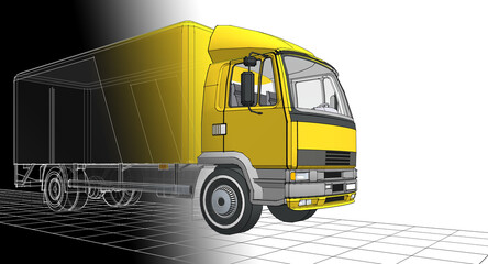 Wall Mural - truck sketch graphic symbol 3d illustration