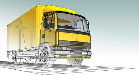 Wall Mural - truck sketch graphic symbol 3d illustration