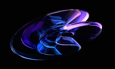 Fototapete - Abstract futuristic shape on black background, 3d render