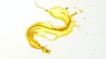 Wall Mural - Golden liquid splashing against white background.