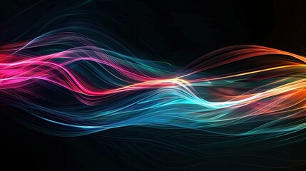Poster - light rays, colorful, streaks, magic, black background
