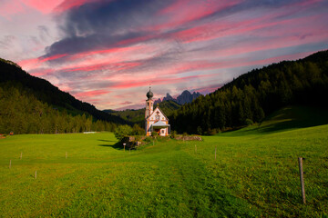 Wall Mural - Beautiful landscape of Italian dolomites near Santa Magdalena, South Tyrol, Italy