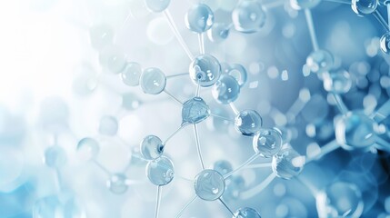 Leinwandbilder - Close-up of molecular structure model with blurred scientific background. Abstract depiction of molecules and scientific research. Science and chemistry concept.