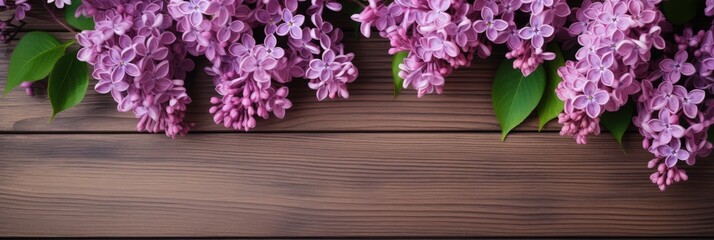 Poster - Lilac Flowers on Wooden Background