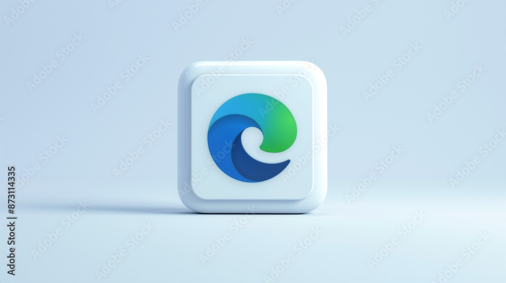 Microsoft Edge browser white app 3d icon on a pale blue background ...
