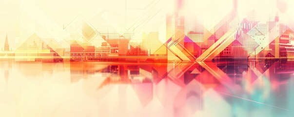 Wall Mural - Abstract Cityscape with Geometric Shapes and Blurred Buildings.