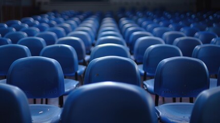 Poster - Empty blue chairs in the audience