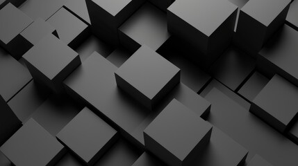 Poster - A modern abstract background with 3D cubes and shadows in a monochromatic palette.