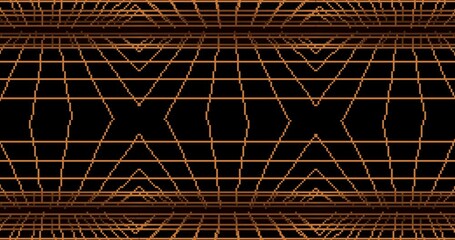 Leinwandbilder - Animation of pixel art 80s Retro sci-Fi background. Pixel art 8bit Vector video game Glow Retro wave.	