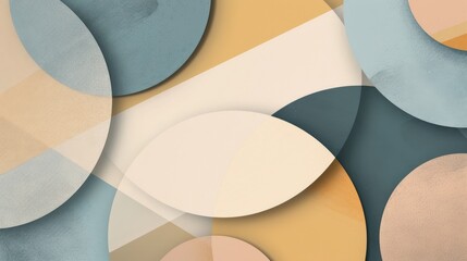 Poster - A modern abstract background with overlapping geometric shapes in muted tones.