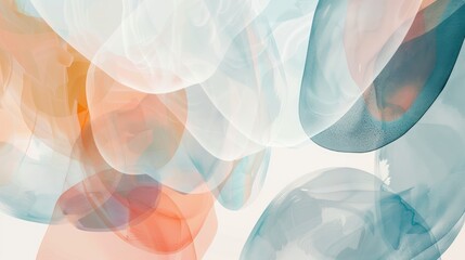 Poster - A modern abstract background with overlapping transparent shapes in cool tones
