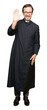 © Krakenimages.com - Middle age priest man wearing catholic robe Waiving saying hello happy and smiling, friendly welcome gesture