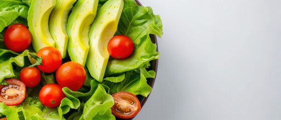 Sticker - A bowl of salad with avocado and tomatoes