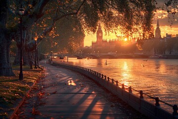 Wall Mural - a serene treelined path with sunlight professional photography