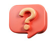 © ARVD73 - 3D render white color question mark in red pastel speech bubble icon isolated on white cut out transparent background.
