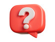 © ARVD73 - 3D render white color question mark in red pastel speech bubble icon isolated on white cut out transparent background.