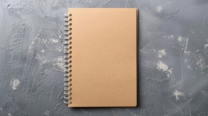 Poster - Notebook with spiral spring on gray background viewed from above