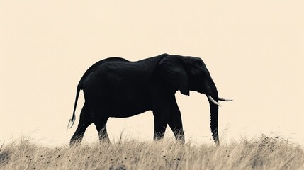 Canvas Print - Silhouette of an Elephant in the Savanna