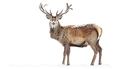 Wall Mural - Majestic Red Deer in Winter Wonderland