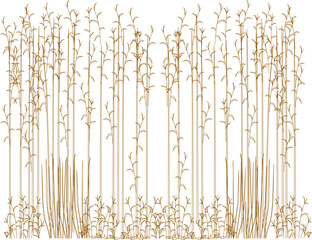 Wall Mural - Vector silhouette illustration sketch, detailed design of a collection of ornamental tree plants with lots of leaves and twigs in the garden