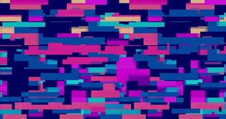 Poster - Retro abstract brick animation, loop background. Colorful pattern loop. Vector Pixel art 8 bit	