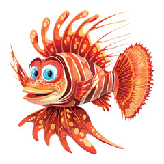 Wall Mural - Happy cartoon Lionfish vector