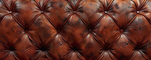 Wall Mural - Brown Leather Upholstery Texture - 3D Illustration