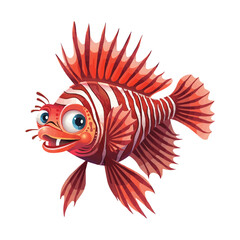 Wall Mural - Happy cartoon Lionfish vector