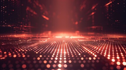 Poster - An abstract background with a futuristic digital matrix of glowing dots and lines.