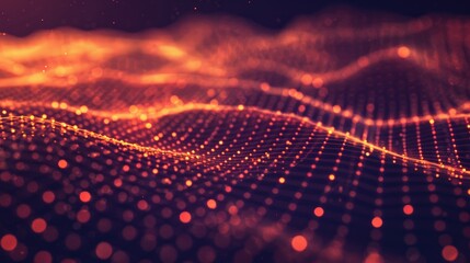 Poster - An abstract background with a futuristic digital matrix of glowing dots and lines.
