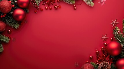 Poster - Christmas themed red background with festive border and space for text