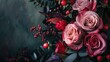 © TheWaterMeloonProjec - Close up of floral arrangement with roses and foliage Space for text