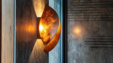 Poster - Luminous wall lamp with focus and space for copy in interior design