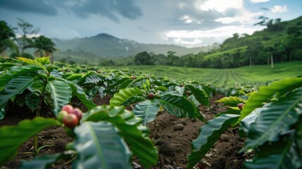 Coffee plants cultivated in Brazilian coffee farm