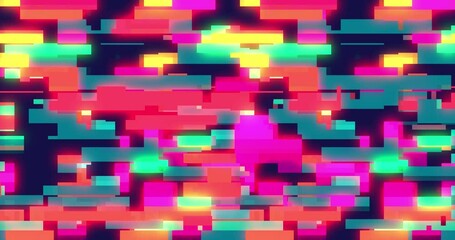 Poster - Retro abstract brick animation, loop background. Colorful pattern loop. Vector Pixel art 8 bit	