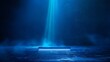© WOW - Cobalt neon light product background stage on blue denim floor with cool glow spotlight, in casual style
