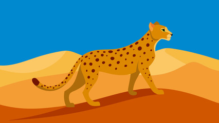 Wall Mural - Cheetah in dunes Vector Illustration 